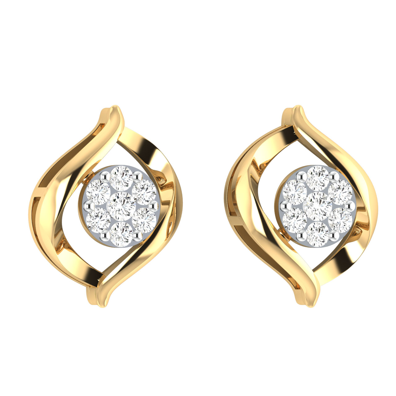 Paisley Round Dimond Stud Earring