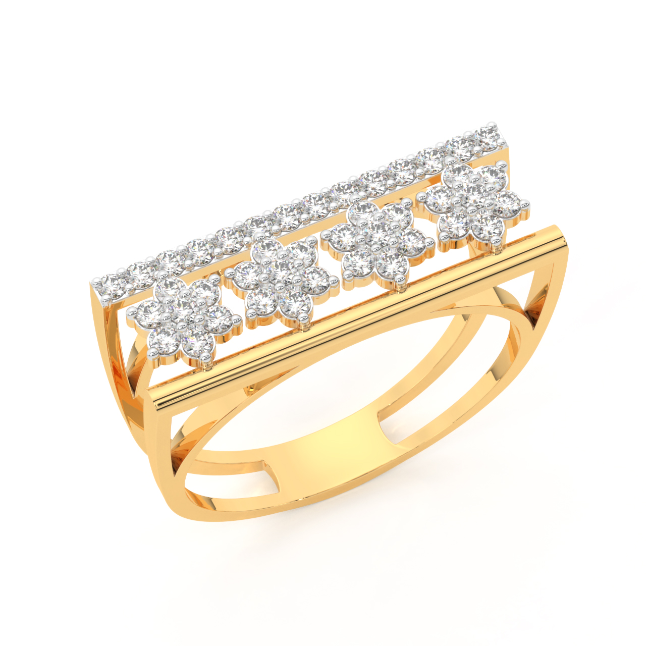 Four Star Diamond Engagement Ring