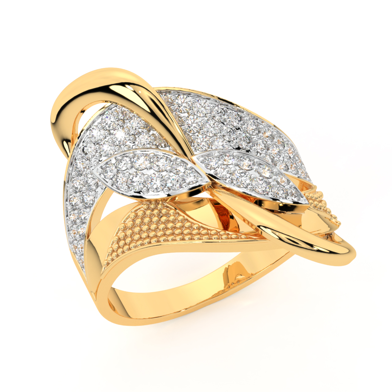 Leaf Petal Design Women's Fashion Micro Pave Diamond Promise Gold Ring 0.10  Ctw. | eBay