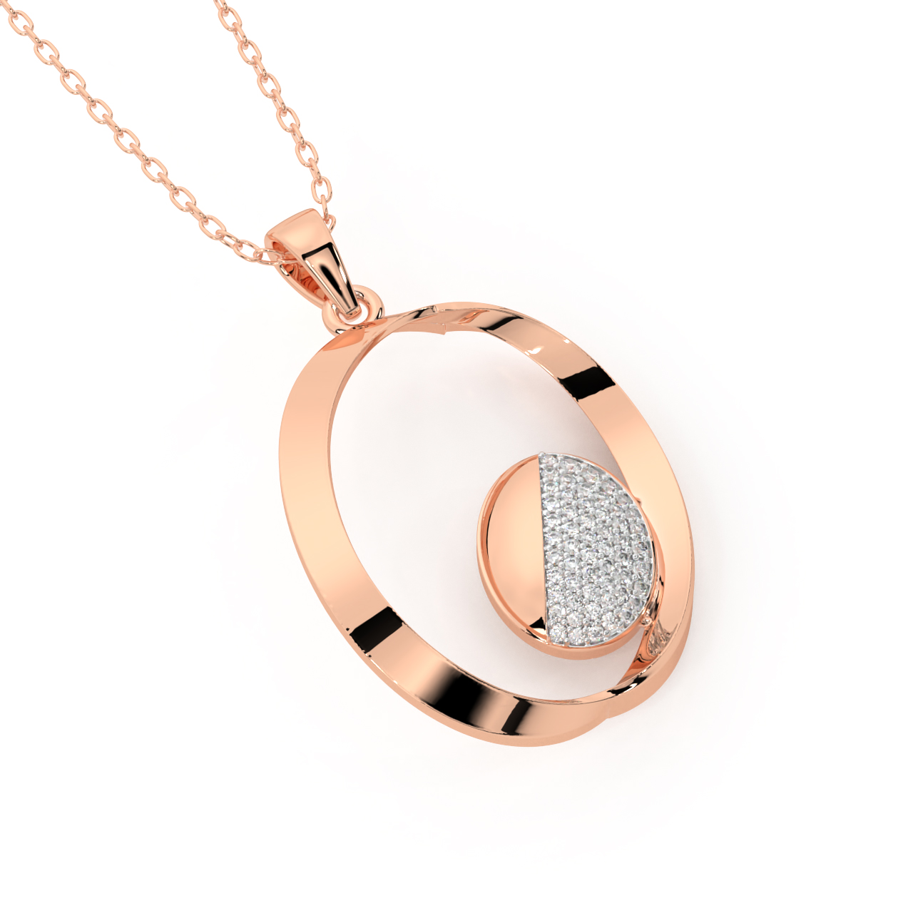 Rope N Oval Gold Diamond Pendant