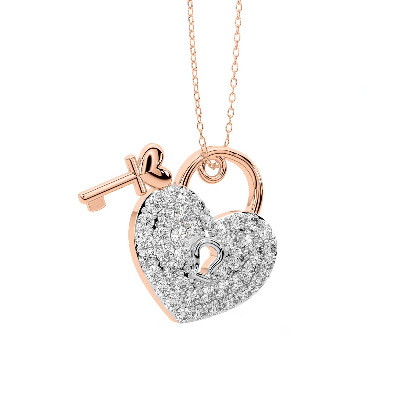 Heart Lock Diamond Pendant