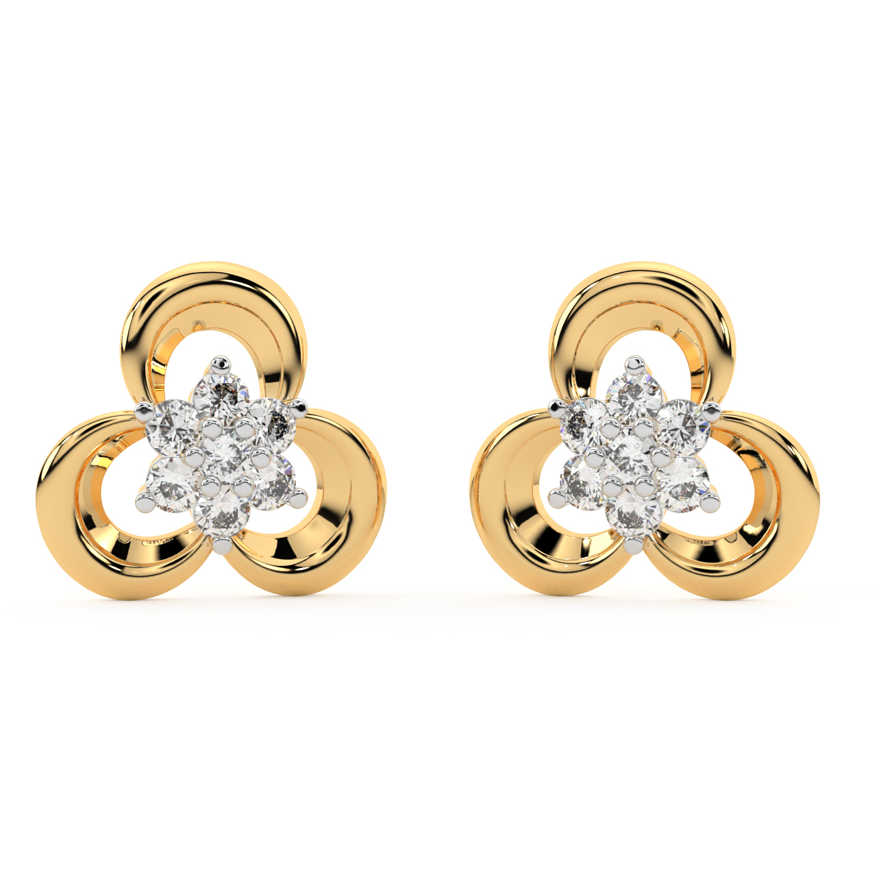 Clover Leaf Diamond Stud Earrings