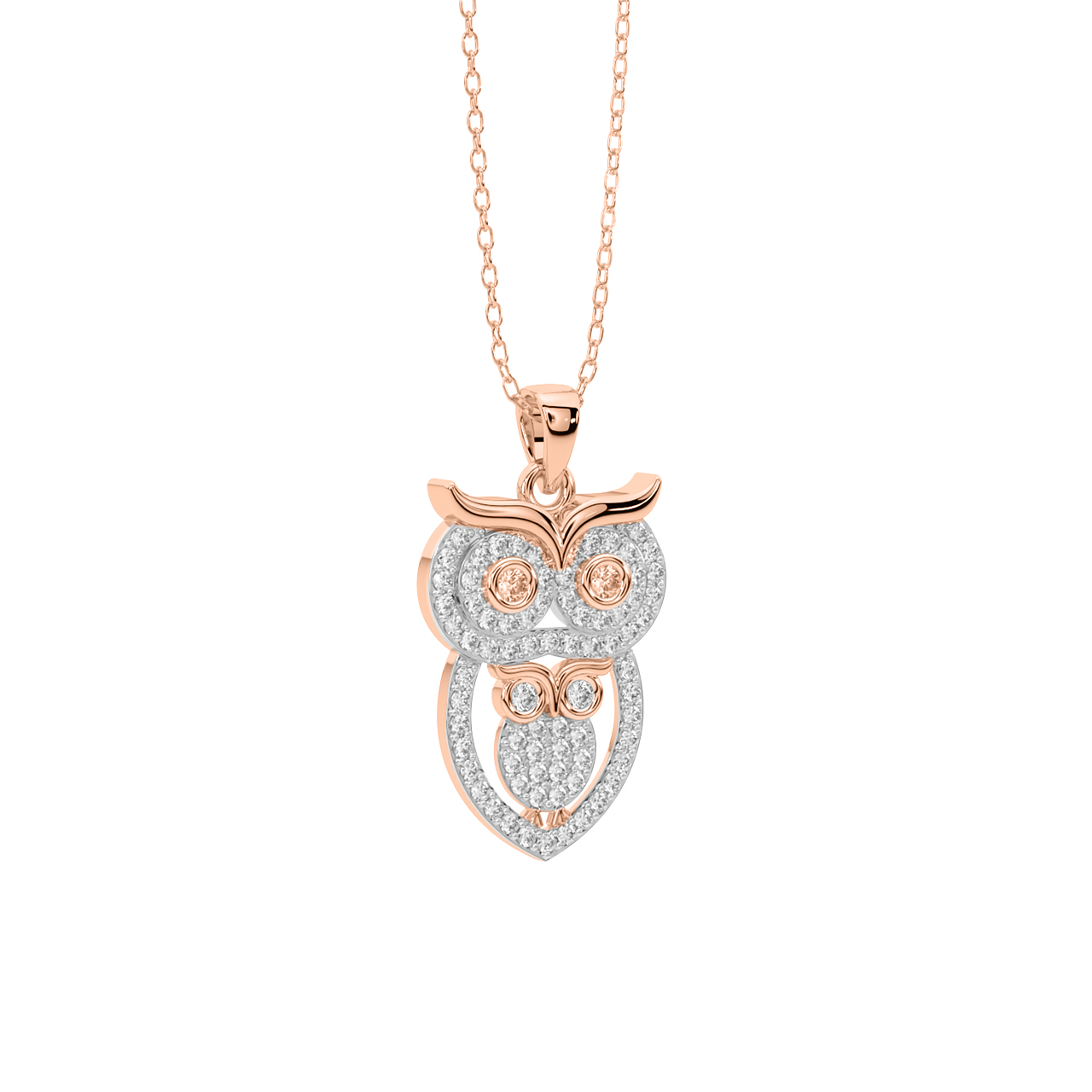 Dual Owl Diamond Pendant