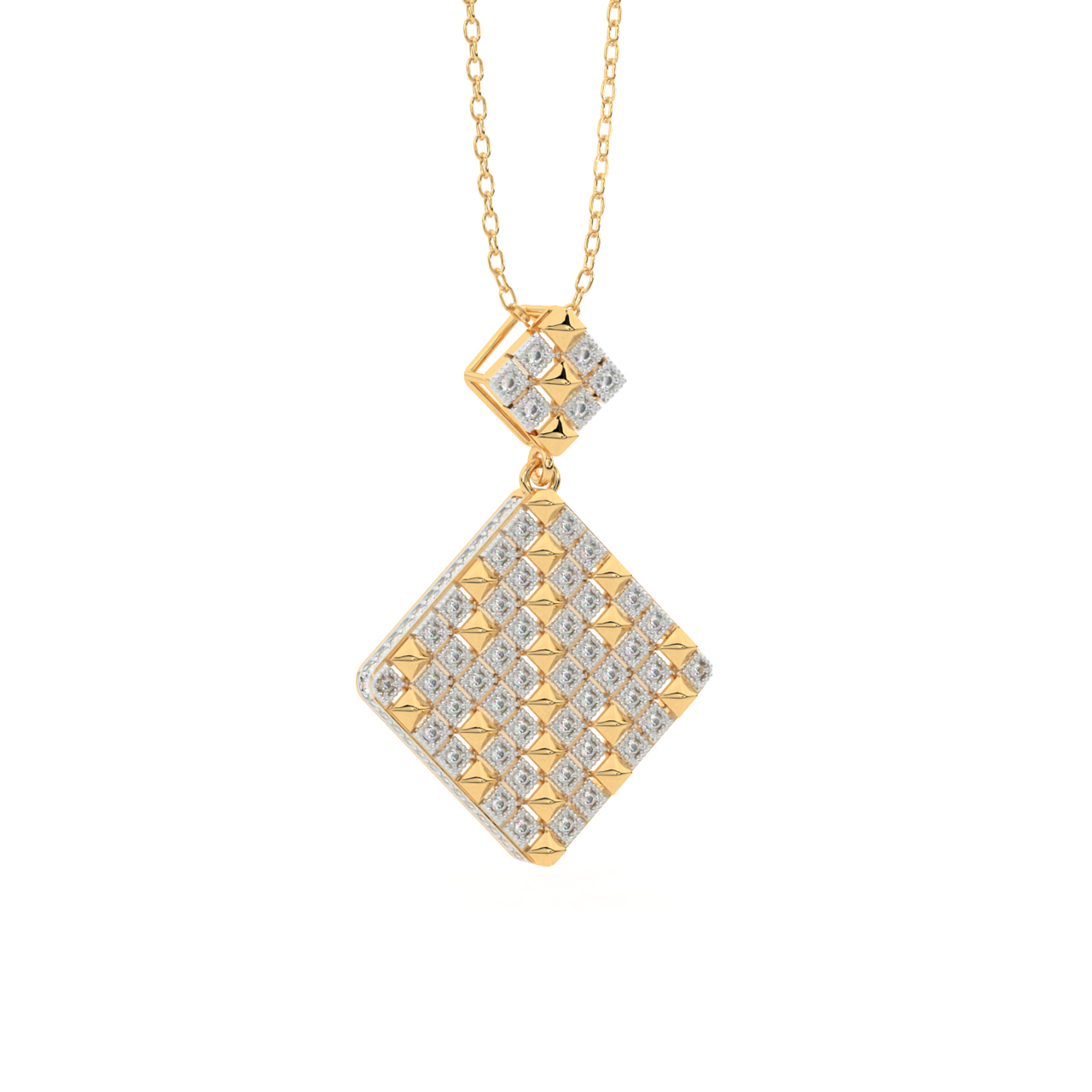 Golden Square Diamond Pendant