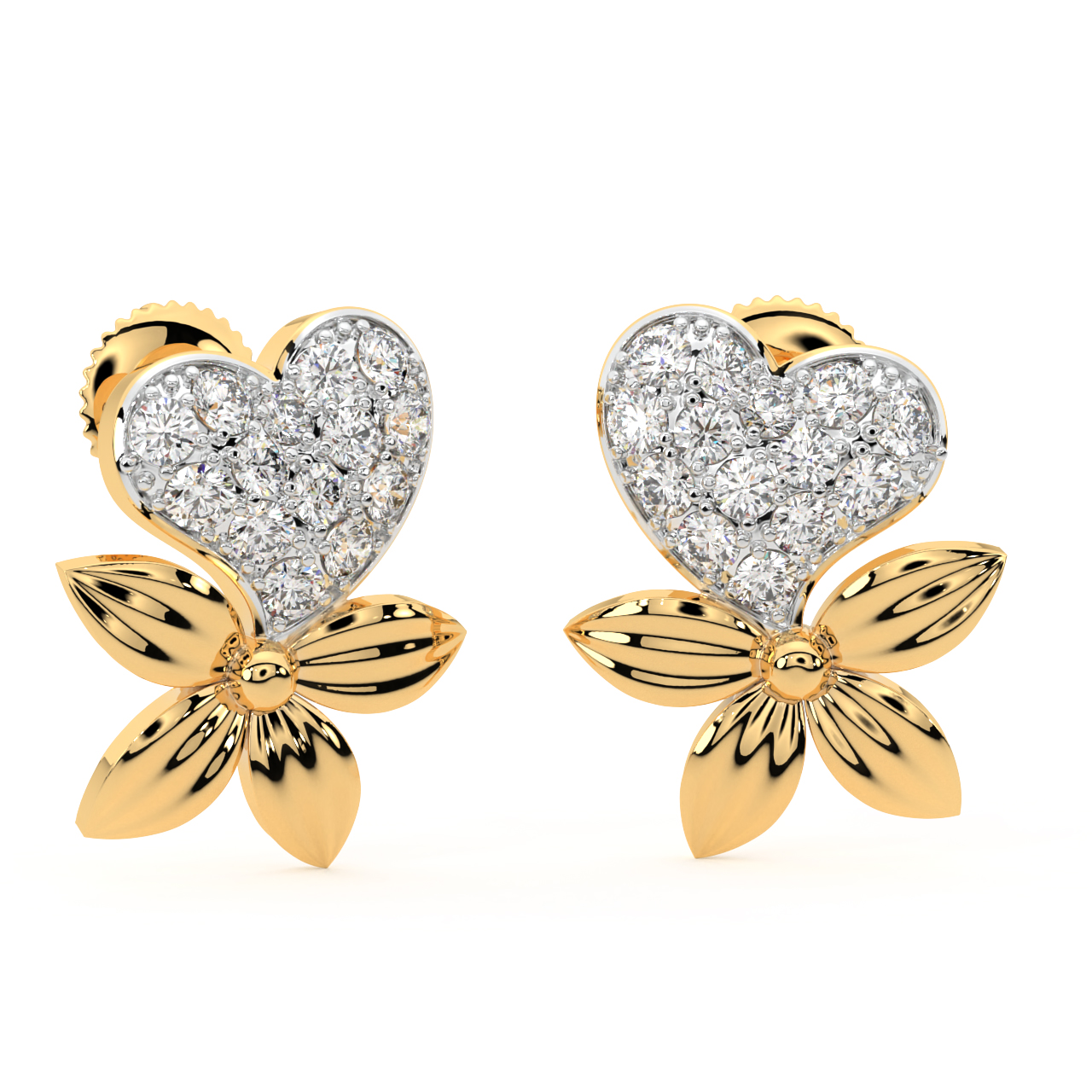 Flower Love Diamond Stud Earrings