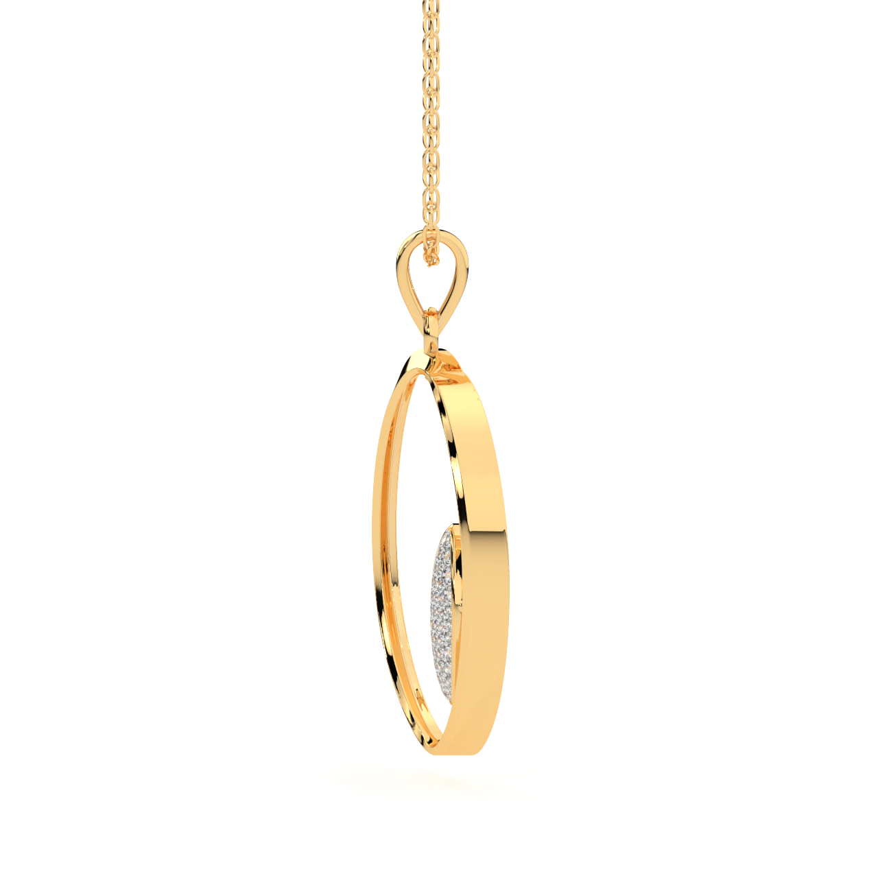 Rope N Oval Gold Diamond Pendant