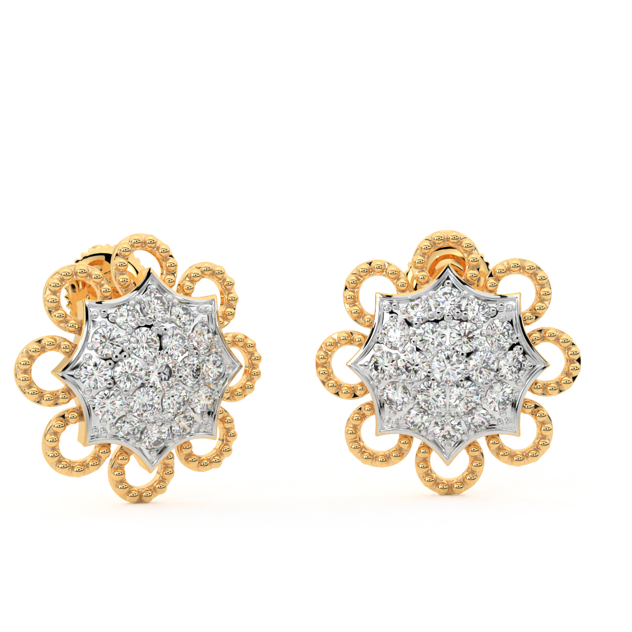 Floral Charm Diamond Earrings