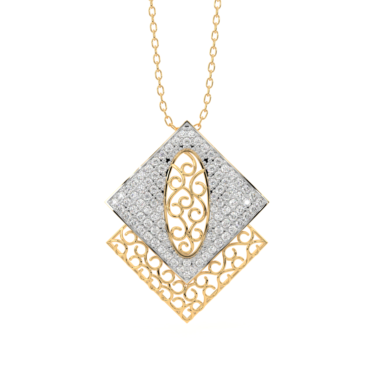 Lace It Up Square Diamond Pendant