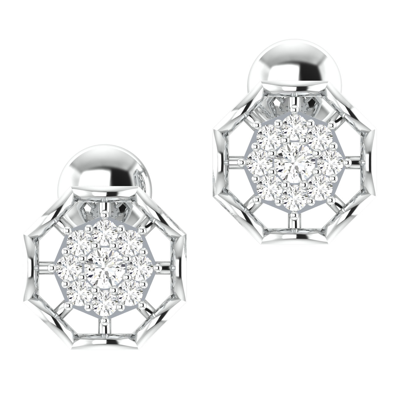 Elena Round Diamond Stud Earring