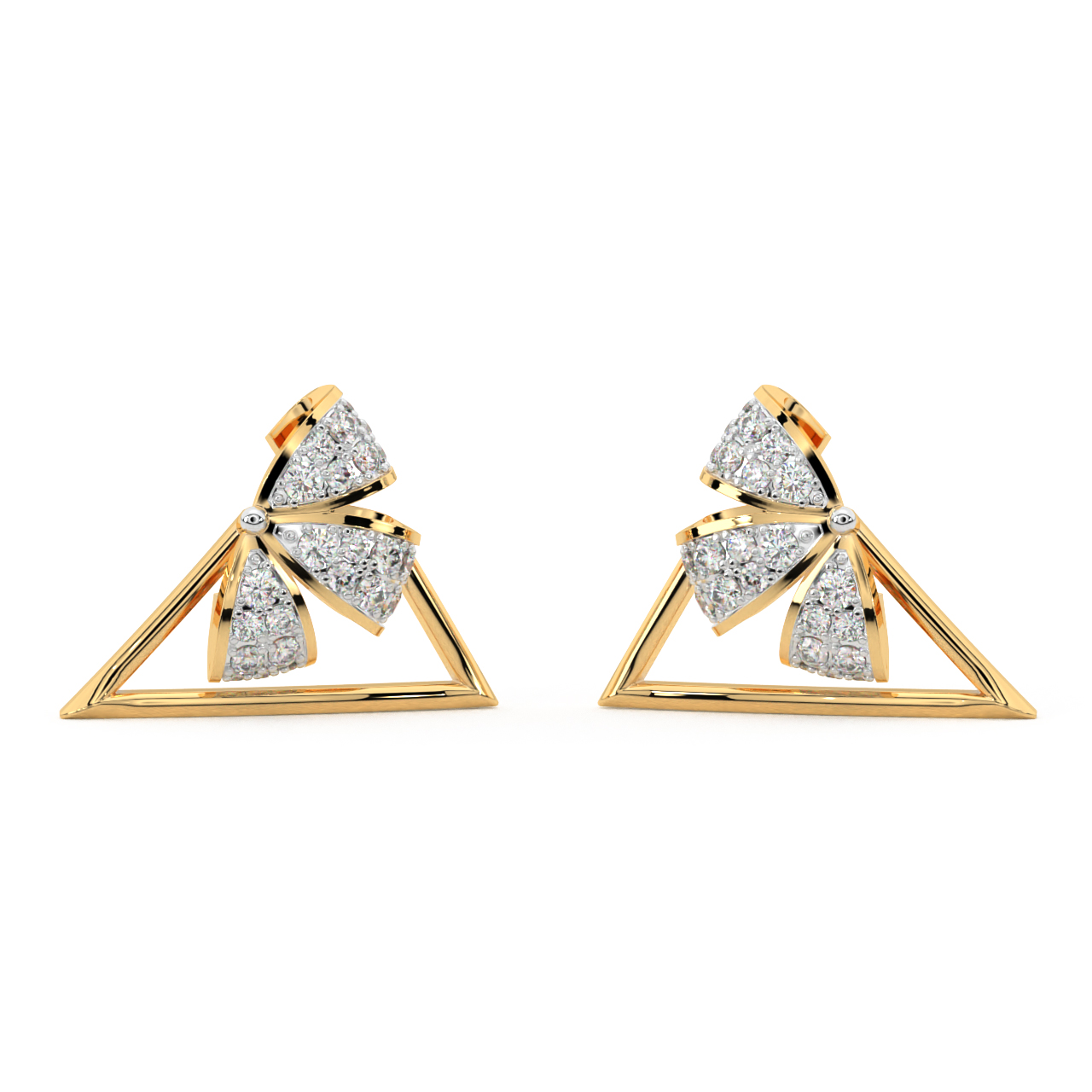 Acute Angle Diamond Stud Earrings