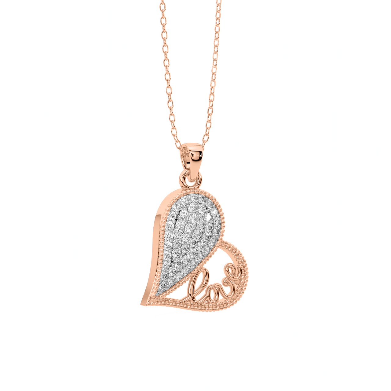 Slanted Heart Diamond Pendant