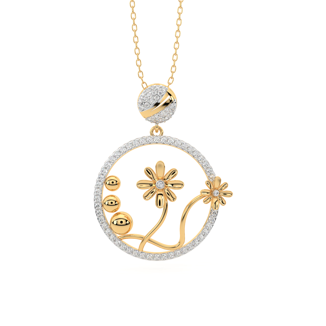 Floral Charm Diamond Pendant