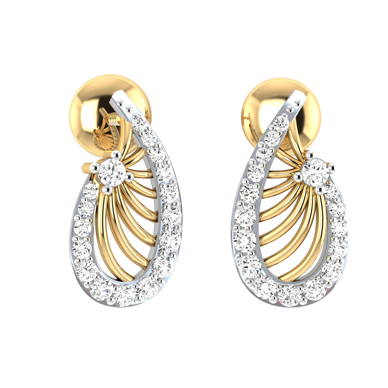 Evie Leaf Diamond Stud Earrings