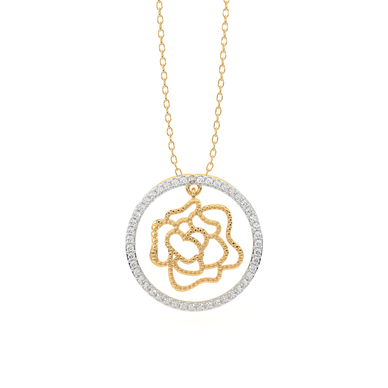 Floral Crown Gold Diamond Pendant