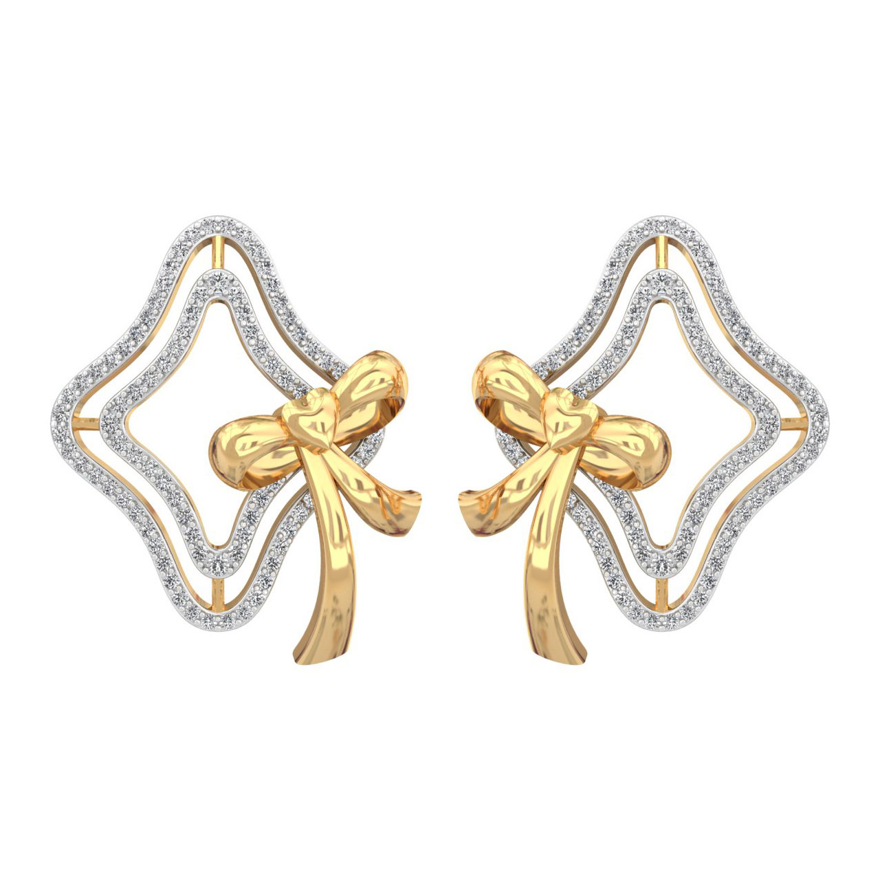 Diamond Geometry stud Earrings