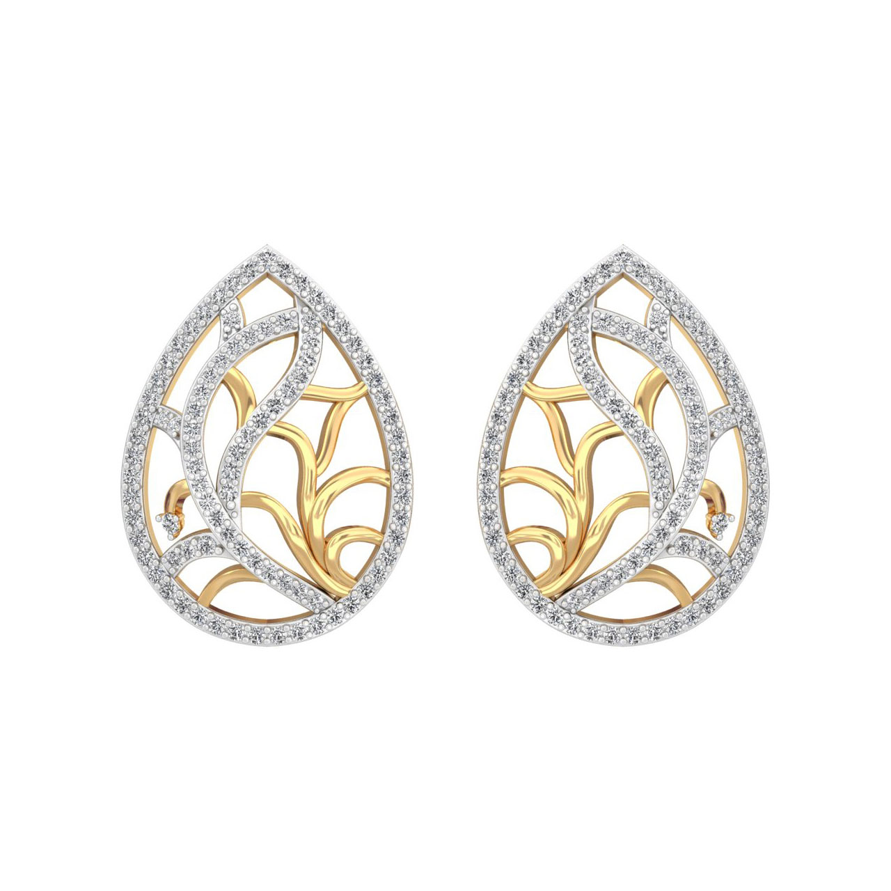 Buy Golden Diamond Tear Drop Earrings