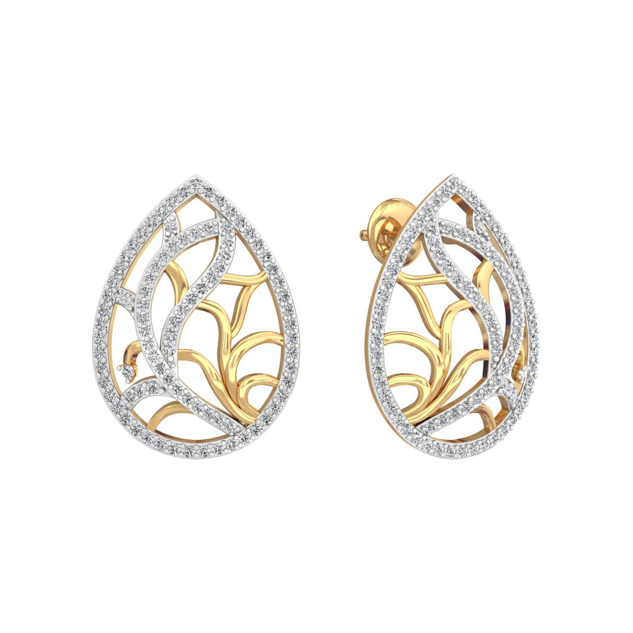 Buy Golden Diamond Tear Drop Earrings