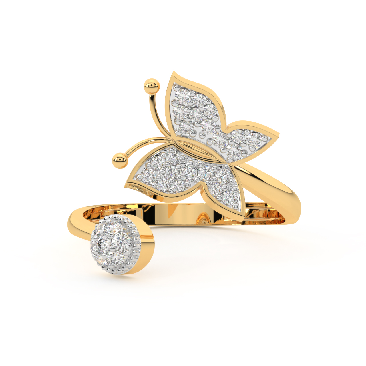 Golden Flirty Flutters Diamond Ring