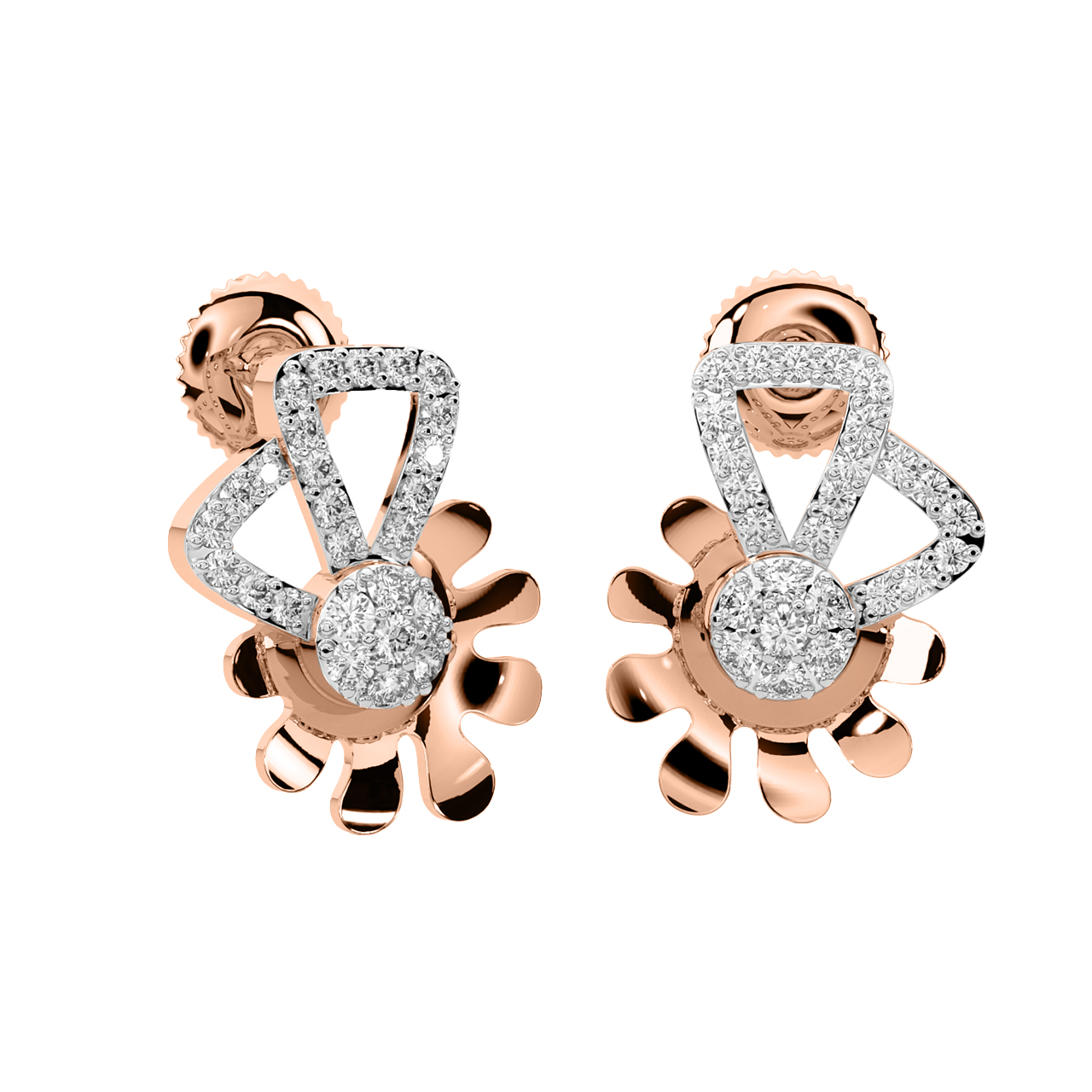 Floret Diamond Stud Earrings
