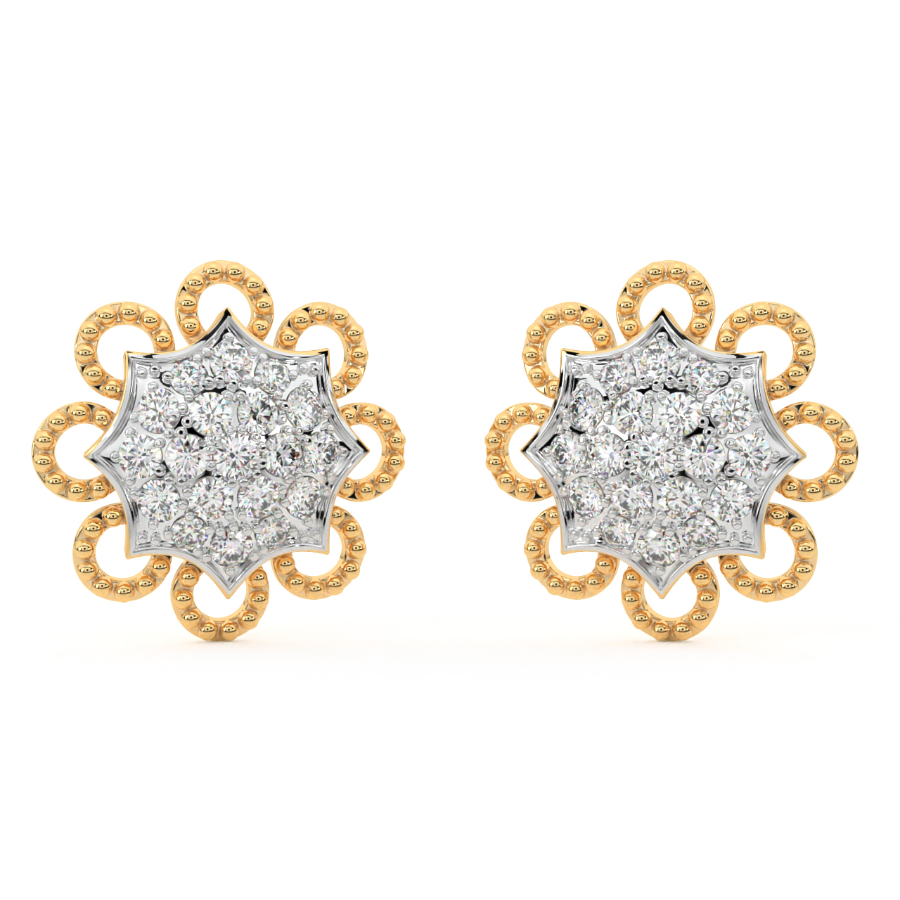 Floral Charm Diamond Earrings