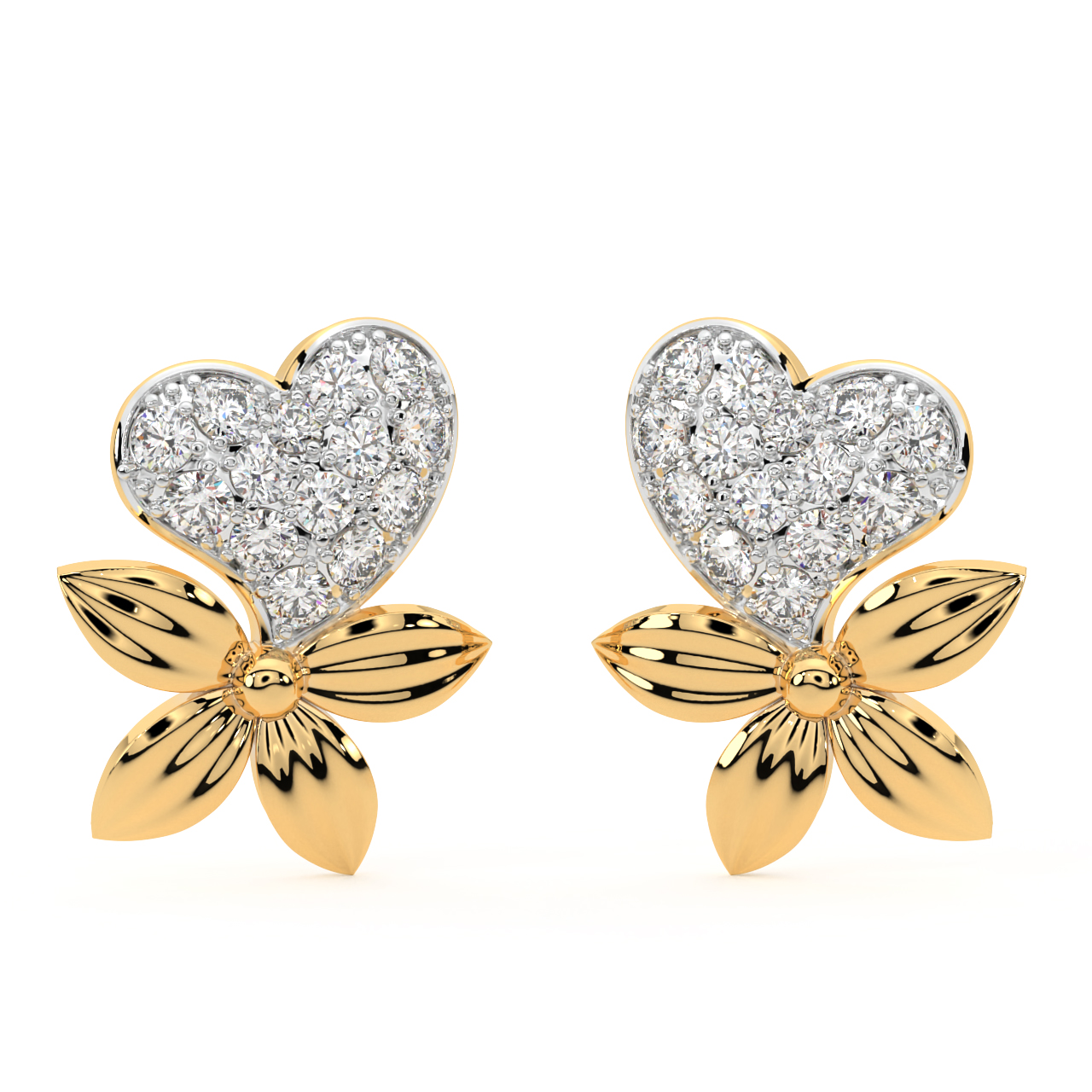 Flower Love Diamond Stud Earrings