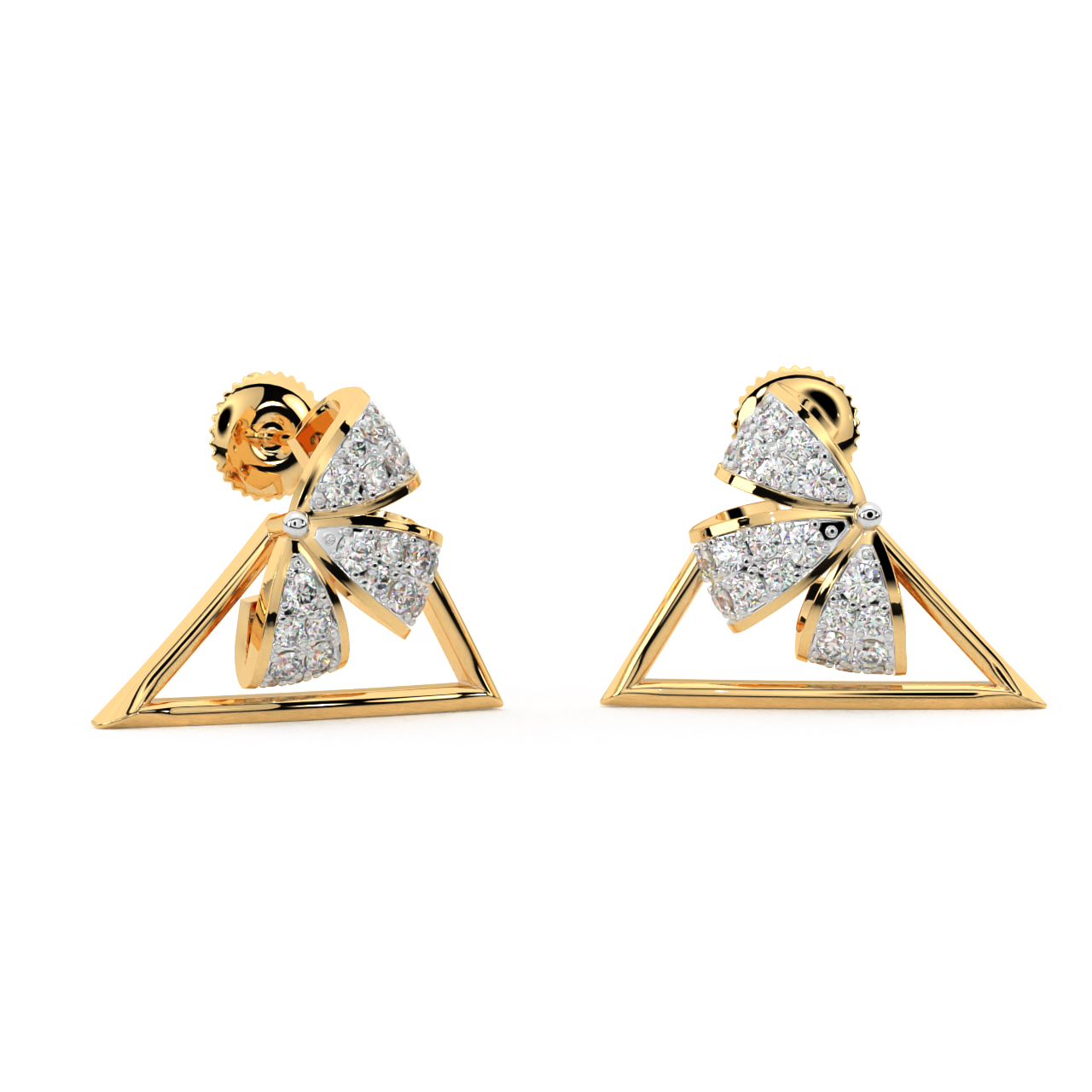 Acute Angle Diamond Stud Earrings