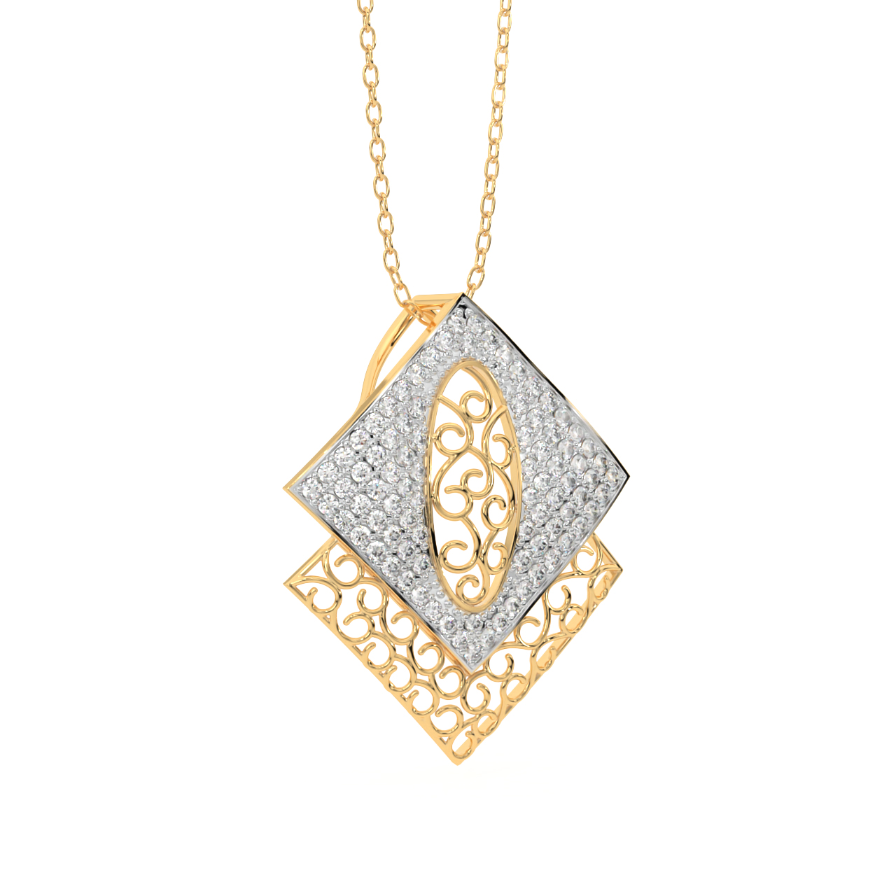 Lace It Up Square Diamond Pendant