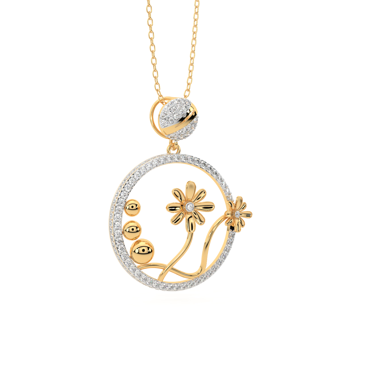 Floral Charm Diamond Pendant