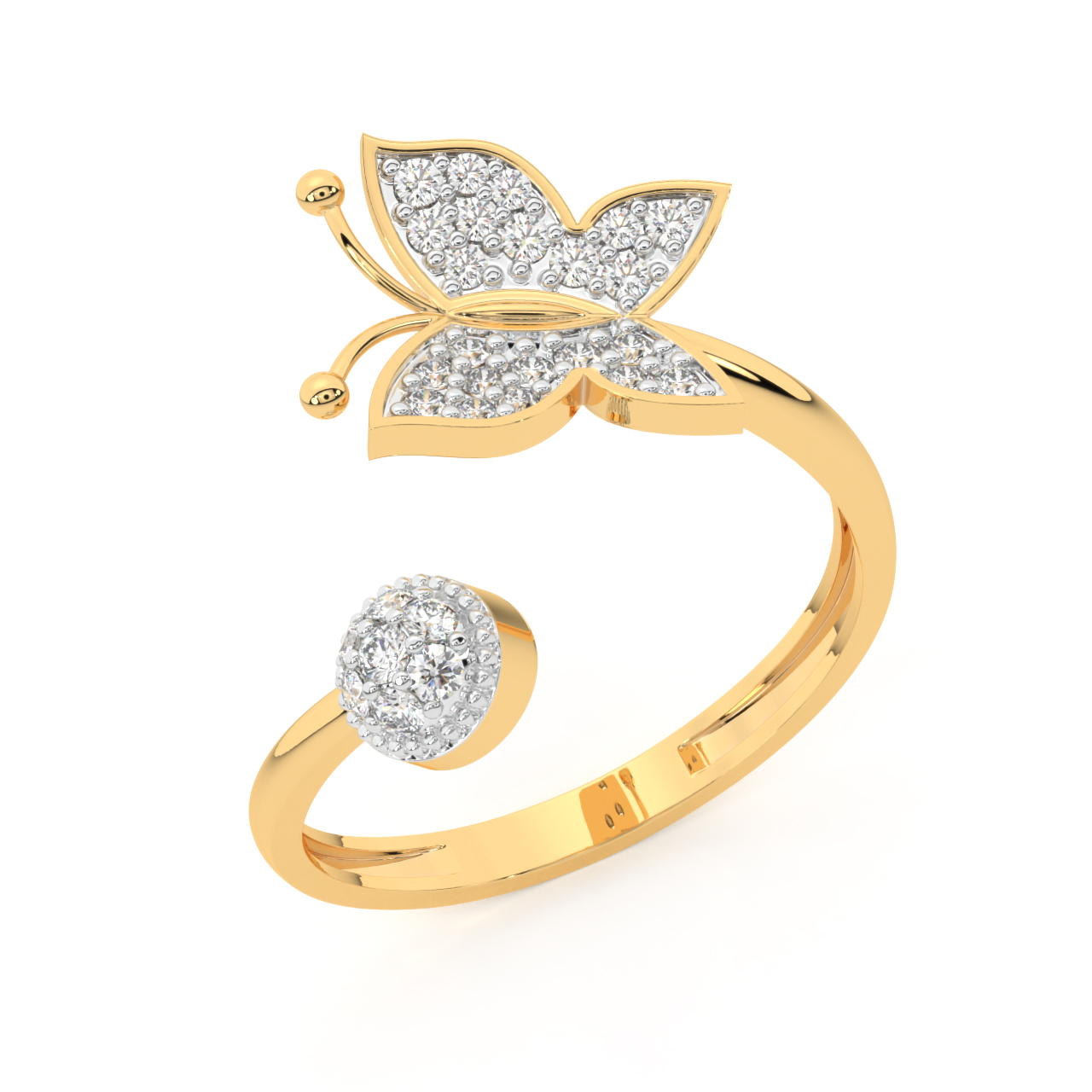 Golden Flirty Flutters Diamond Ring