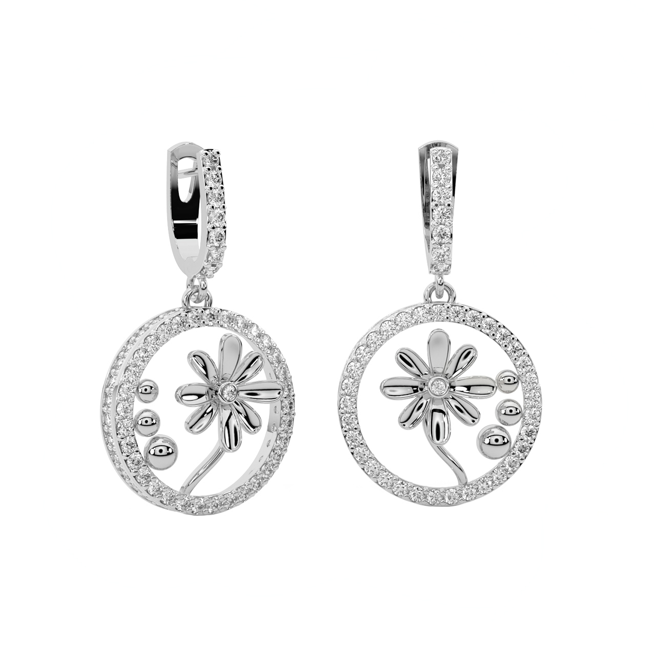Floral Charm Diamond Earrings