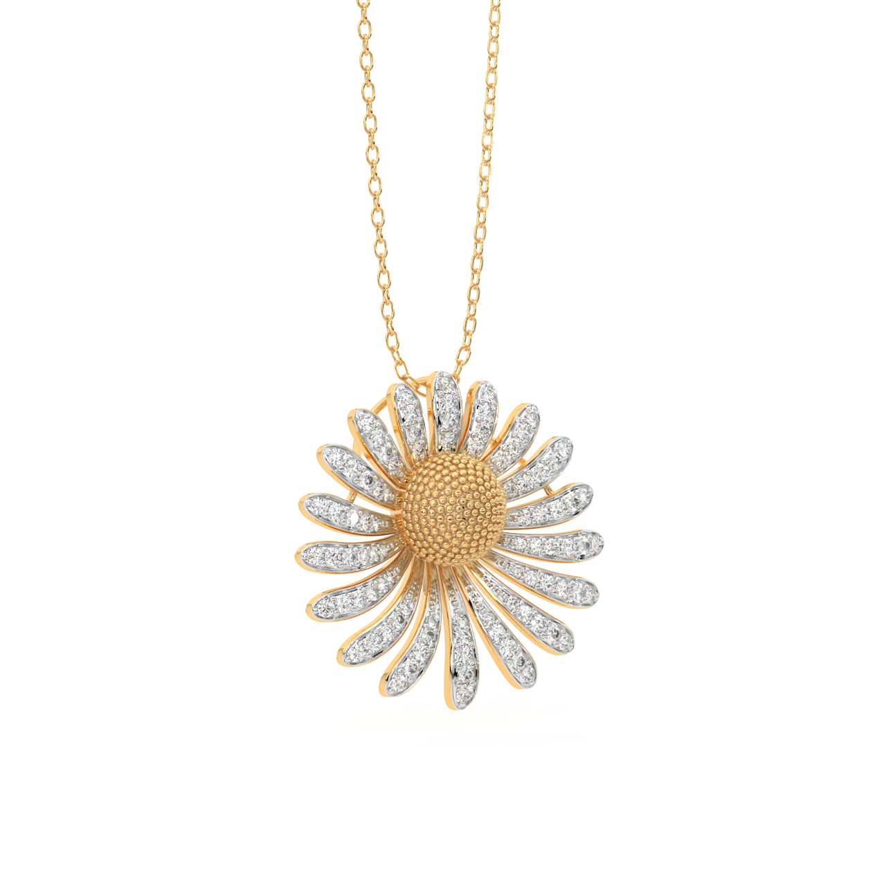 Golden Sunflower Diamond Pendant