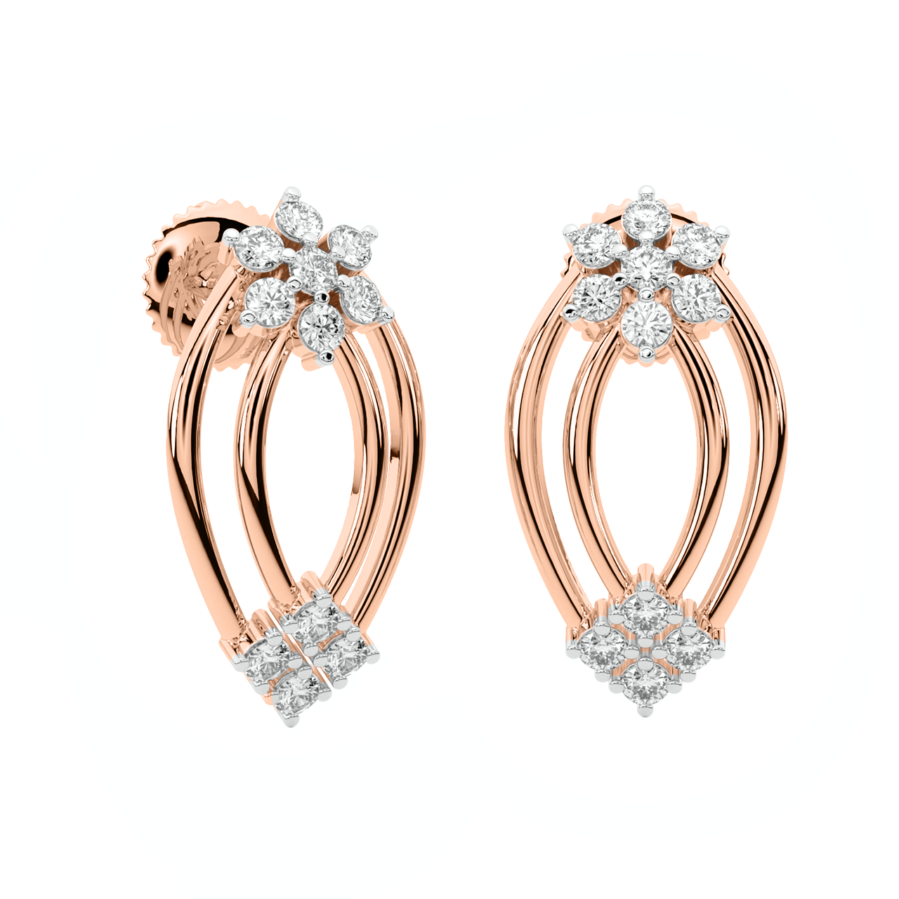 Dahlia Diamond Stud Earrings|Stunning Floral Collection|CaratLane