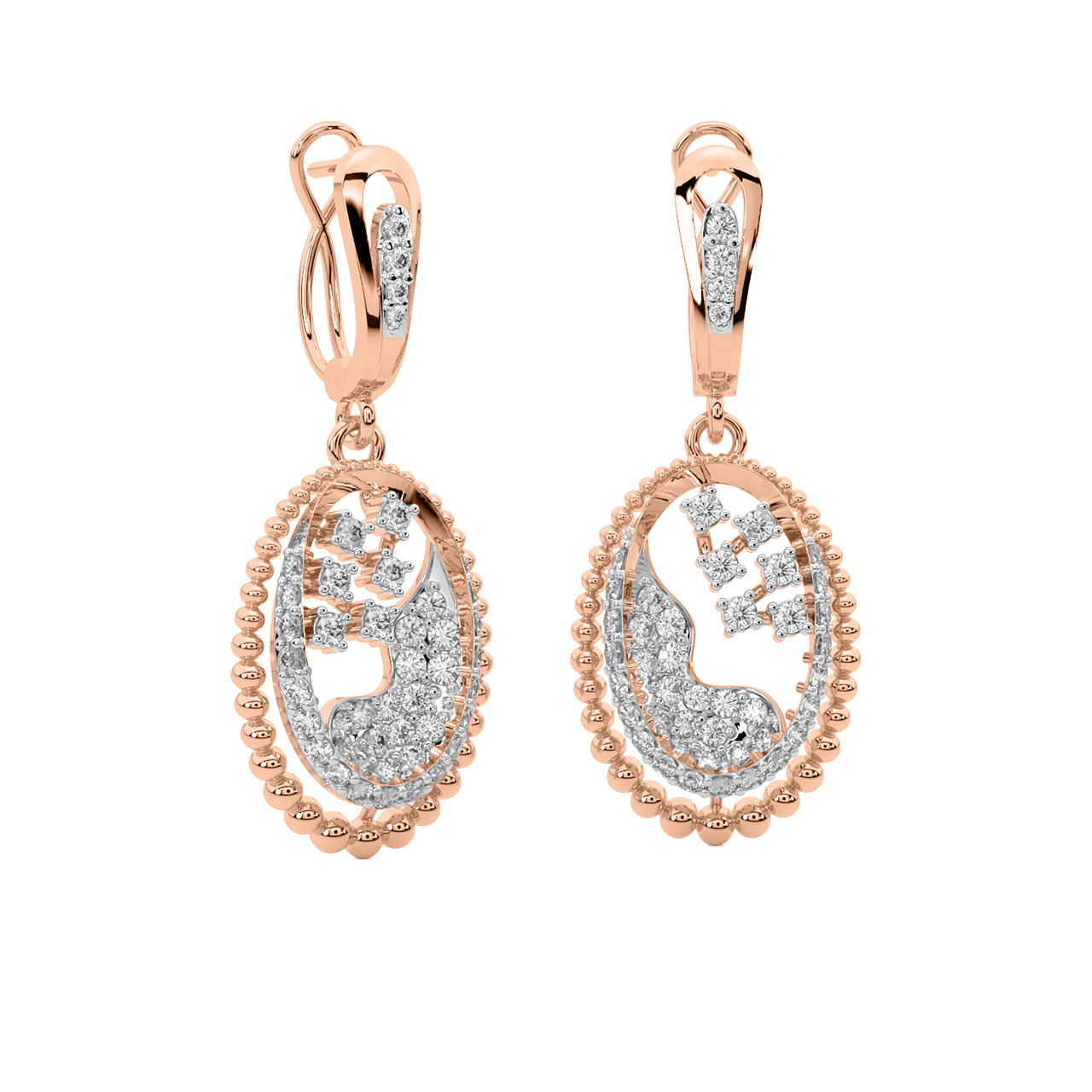 Designer Oval Design Diamond Earrings