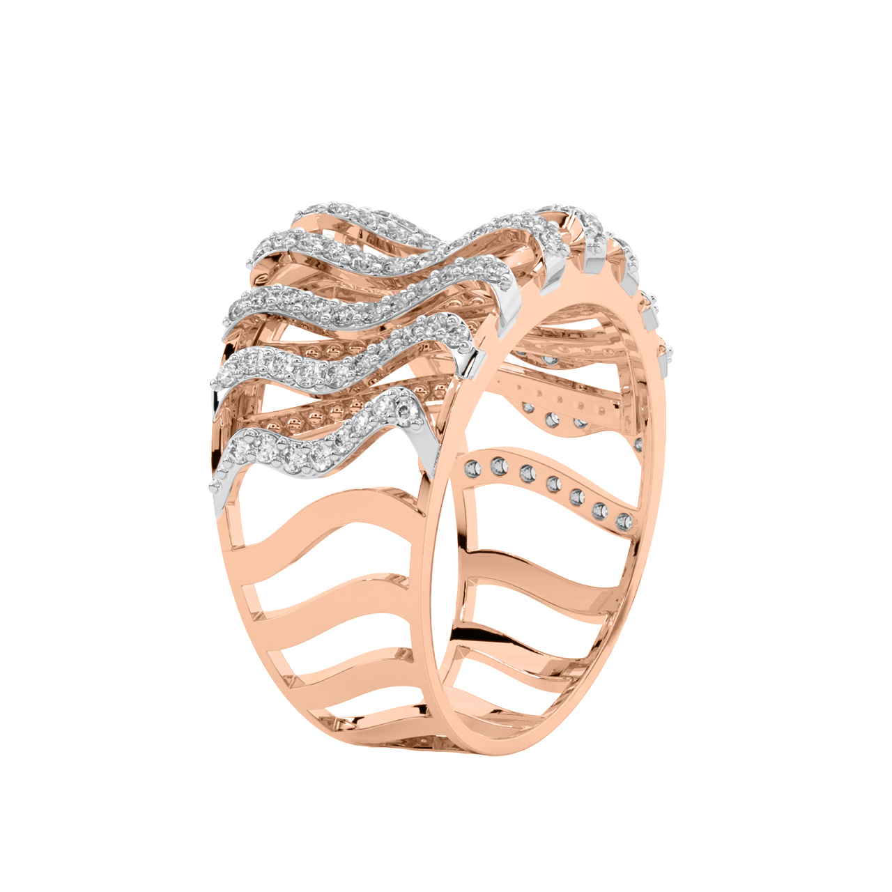 Gold Diamond Shimmer Stripes Ring