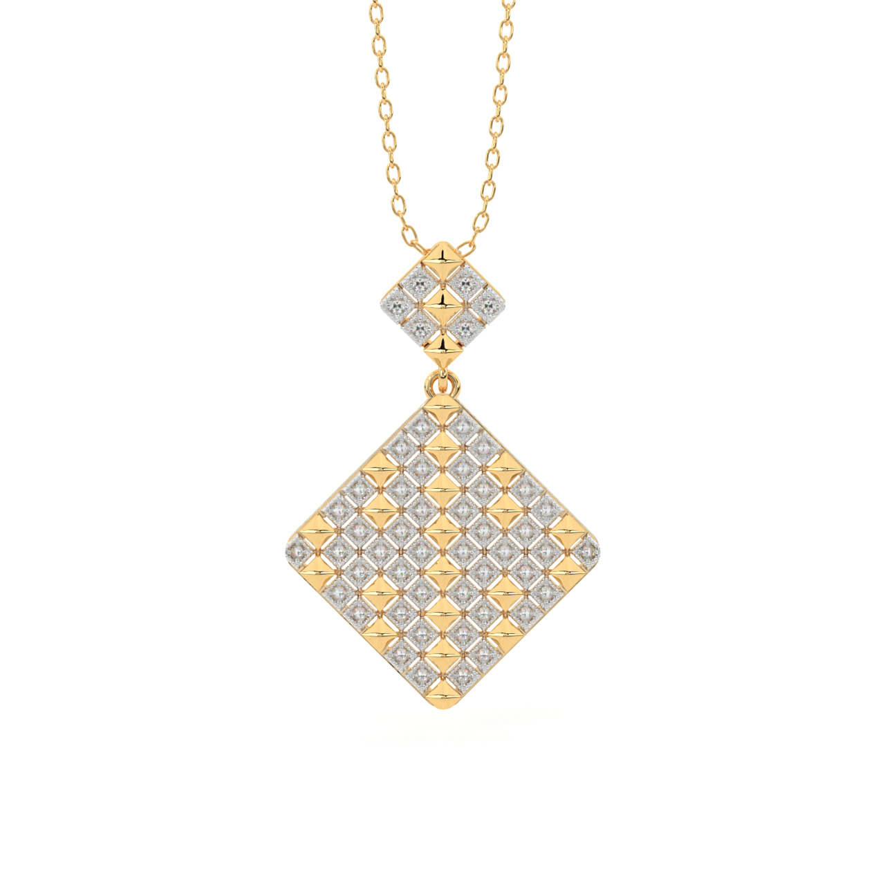 Golden Square Diamond Pendant