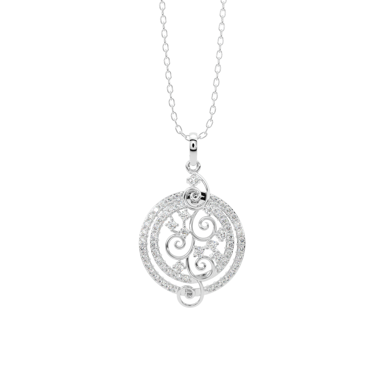 Ripple Round Diamond Pendant