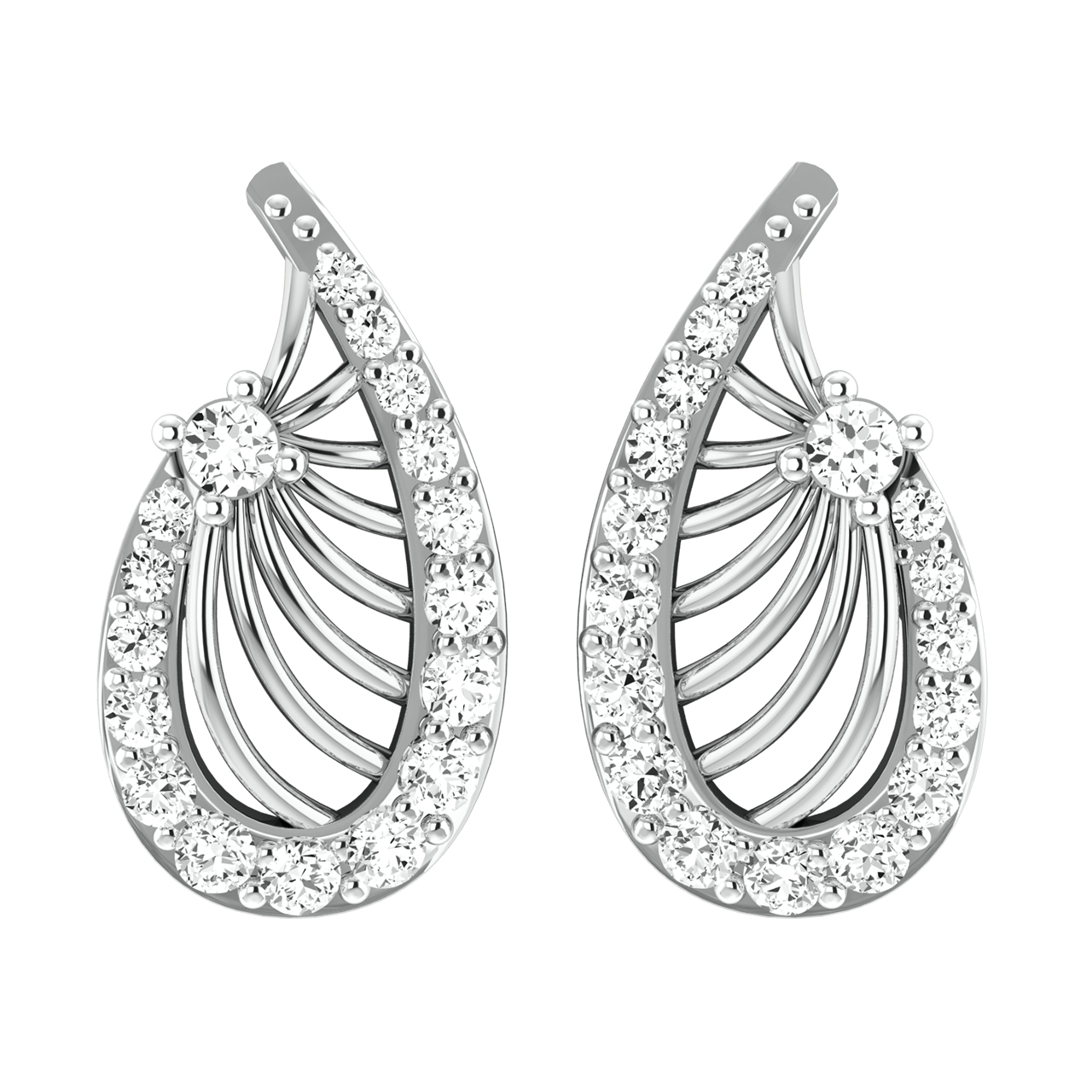 Evie Leaf Diamond Stud Earrings