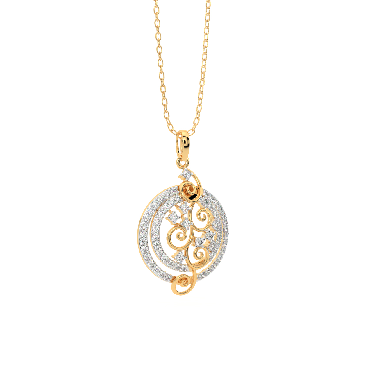 Ripple Round Diamond Pendant