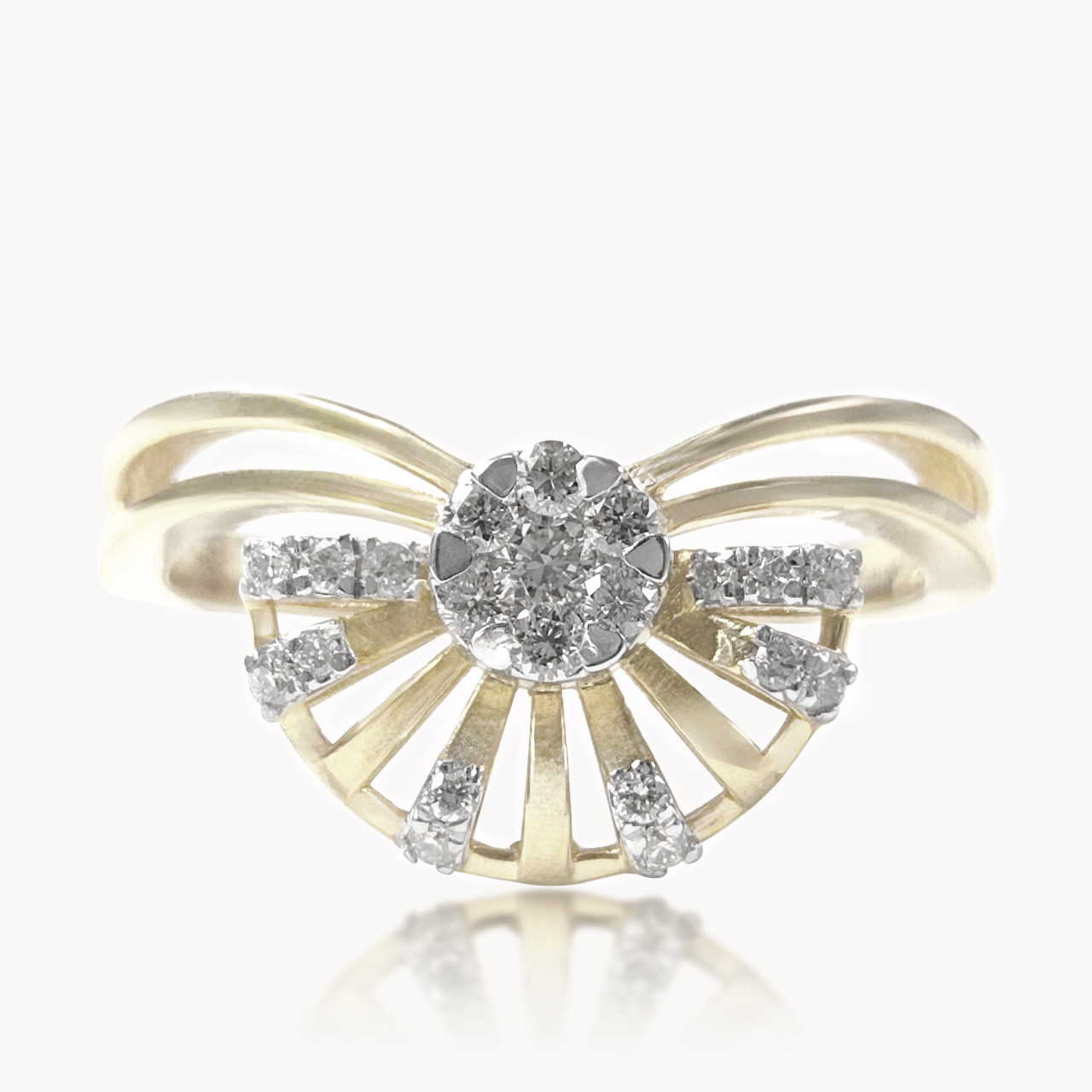 Half Moon Flower Diamond Ring