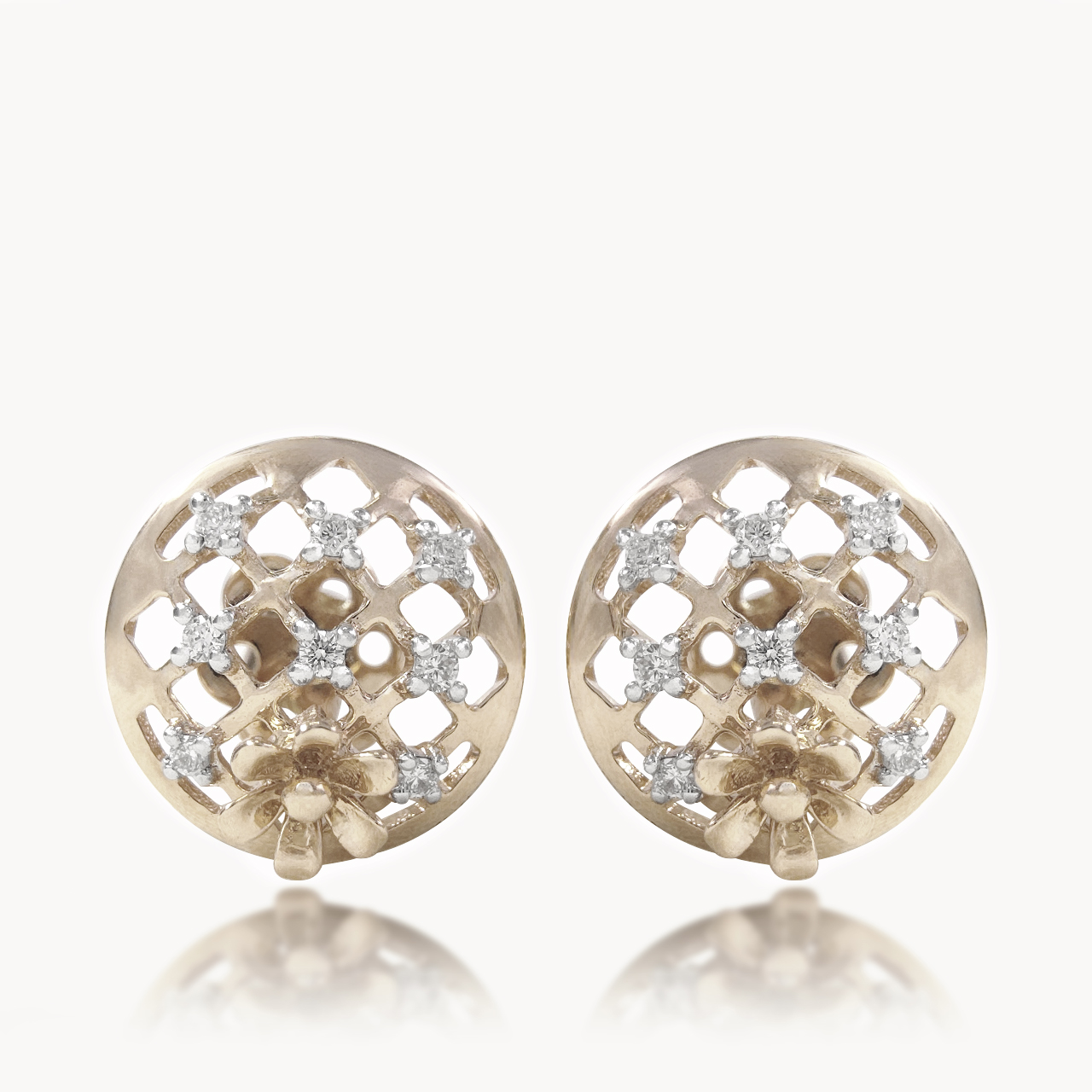 Flower Net Diamond Studs