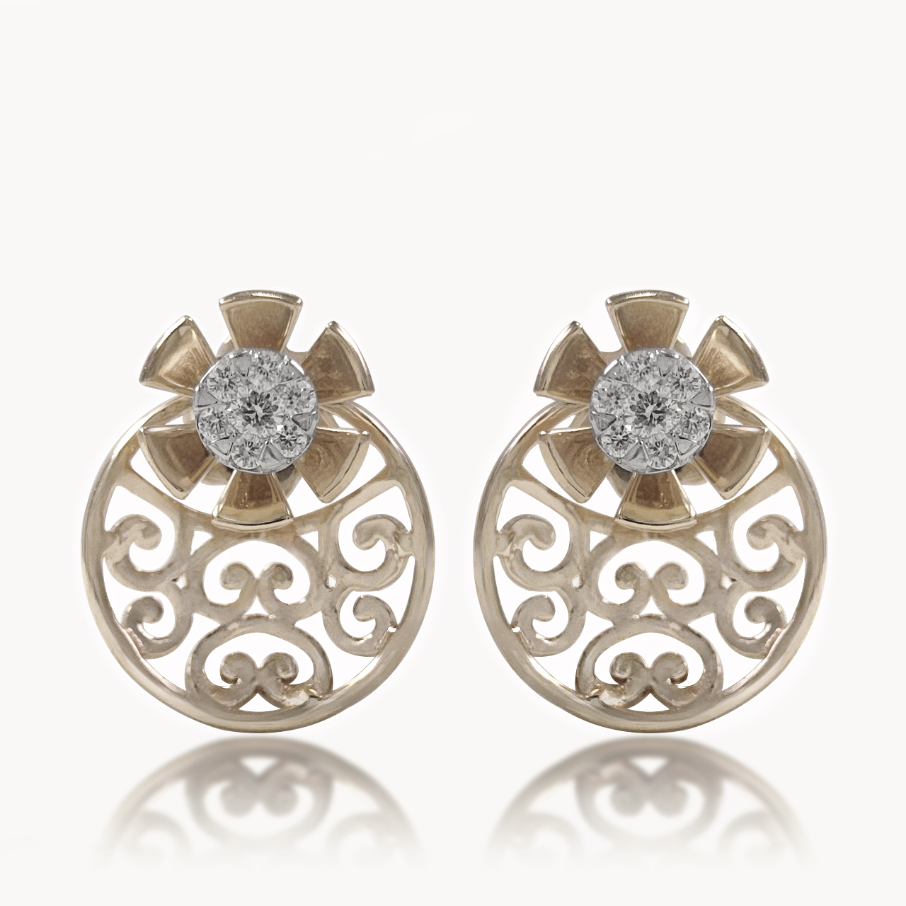 Moon Flower Diamond Studs