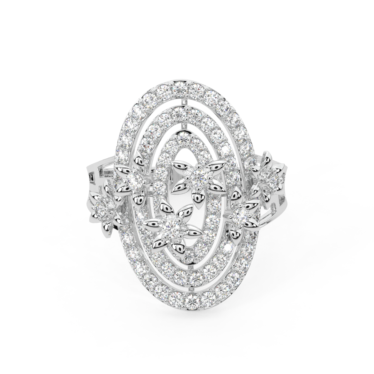 Oval Floral Design Diamond Ring