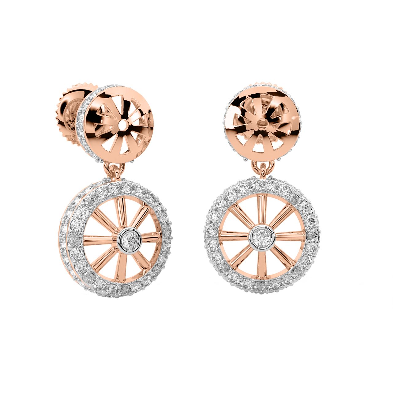 Life Wheel Diamond Earrings