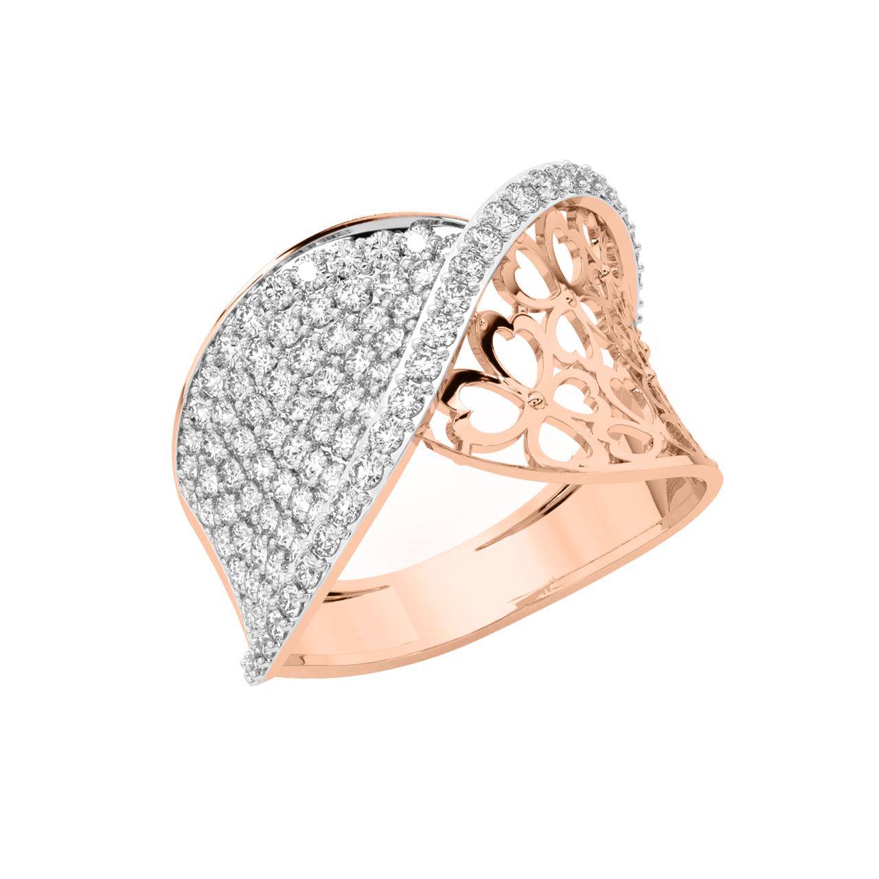 Floral Braid Gold Diamond Ring