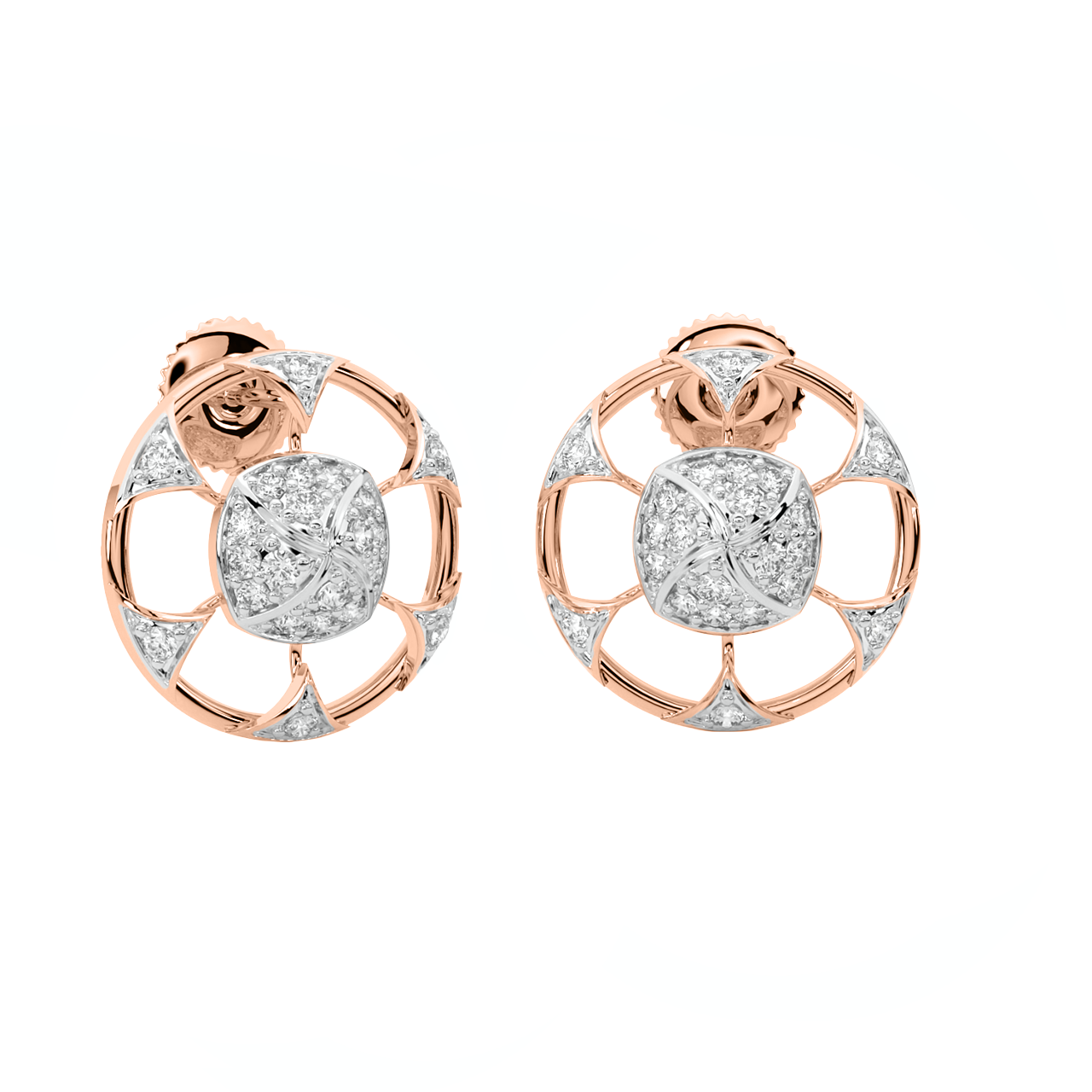 Nari Round Diamond Stud Earrings