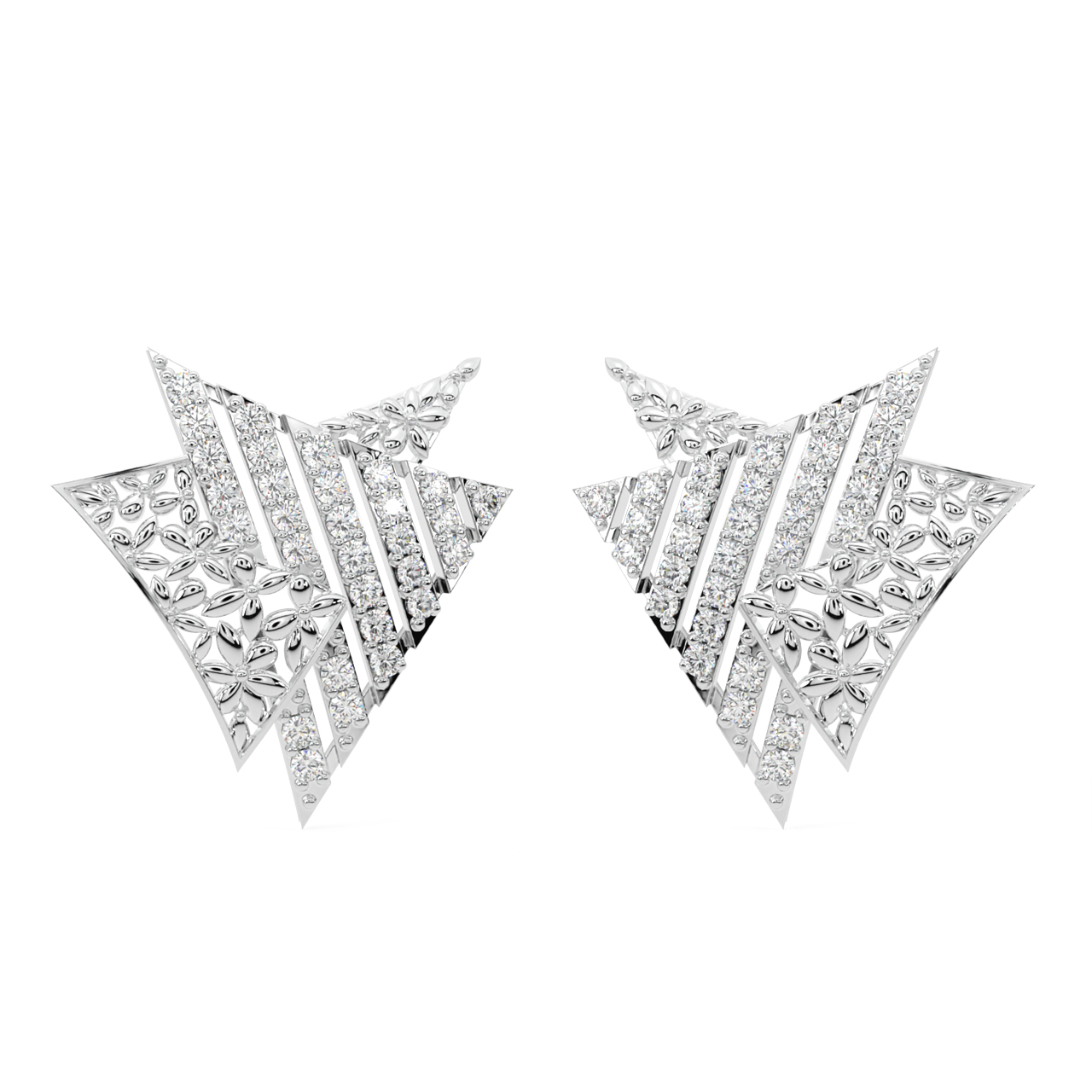 Traingle Interlocked Diamond Earrings