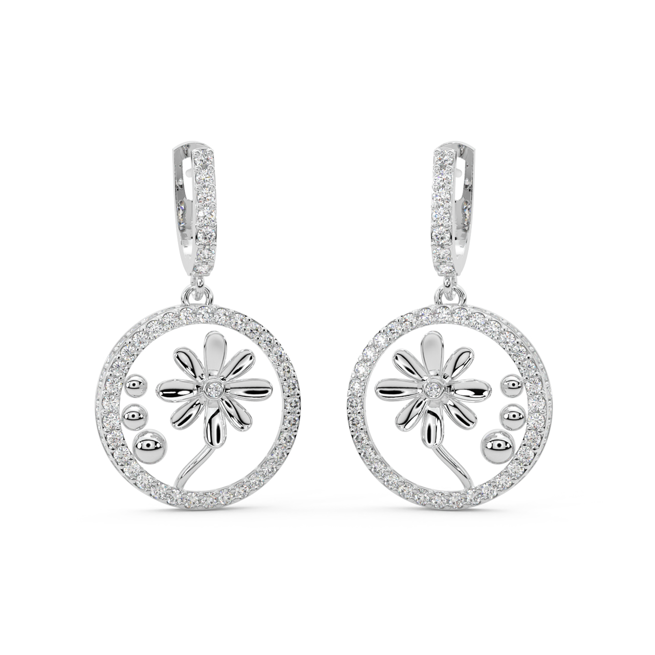 Floral Charm Diamond Earrings