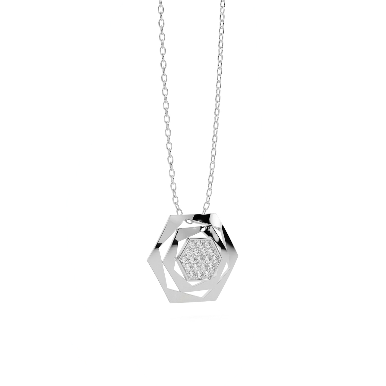 Graceful Hexagon Diamond Pendant