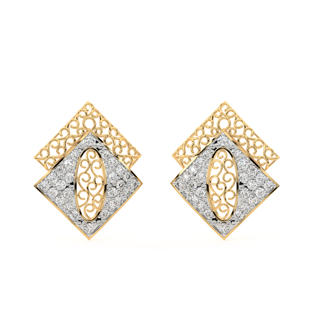 Lace It Up Square Diamond Earrings