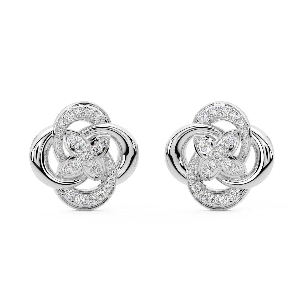 Golden Interlinked Diamond Earrings